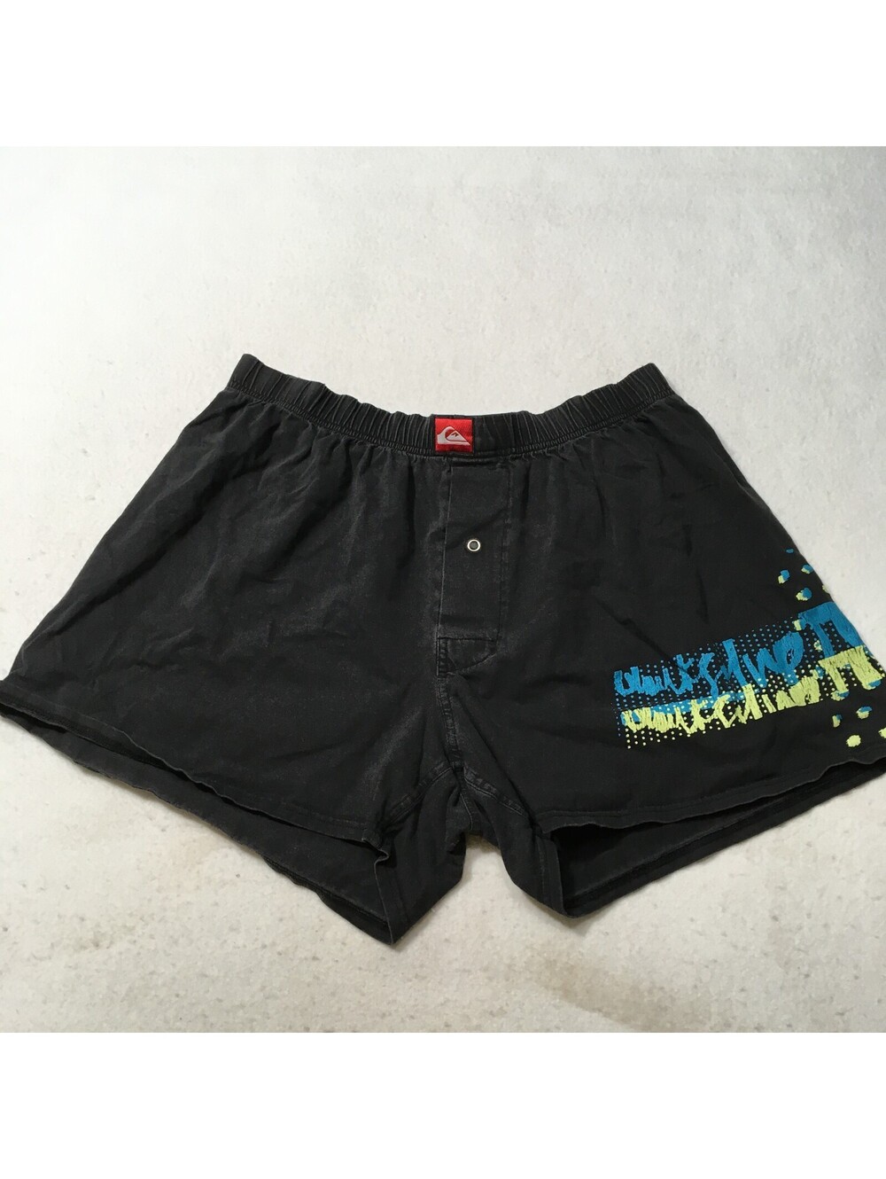 Quiksilver boxer Shorts Size Medium 100% cotton no drawstring "WHATS UP" Y2K